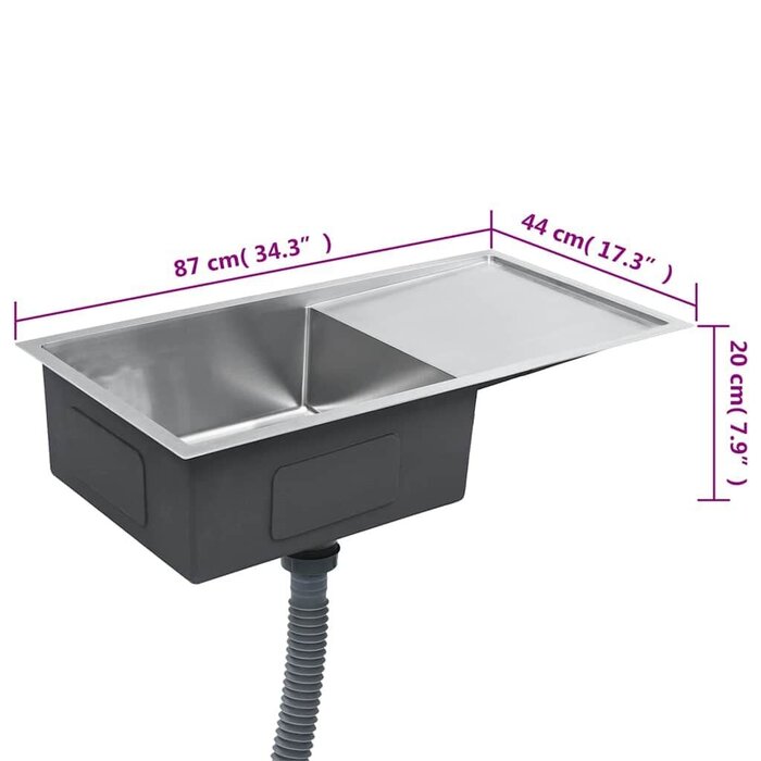 Vidaxl Edelstahl Küchenspüle 87x44 cm - Handgefertigt - Sparen Sie bis zu 35%