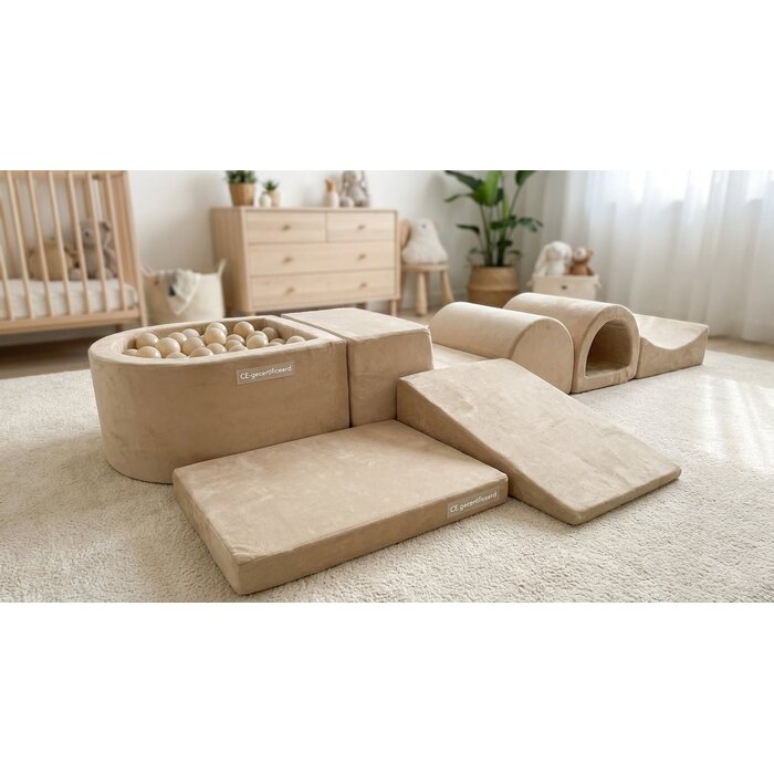 Viking Choice 7-tlg. Schaumstoff-Spielset mit Bällebad & 100 Bällen - Beige - bis zu 43% Rabatt