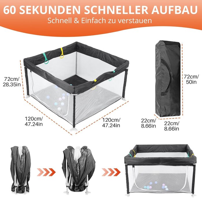 Faltbarer Baby-Laufstall 120x120cm - Sicher & Mobil - bis zu 33% Rabatt