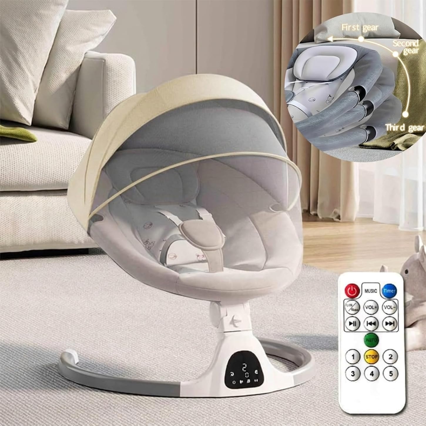 Elektrische Babyschaukel mit Bluetooth & USB - Beige - bis zu 34% Rabatt