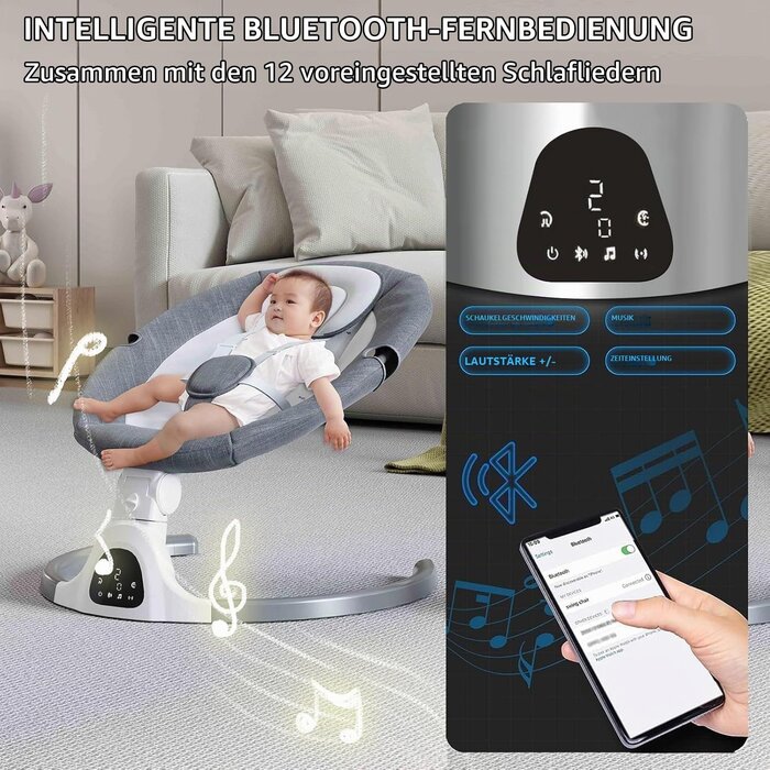 Elektrische Babyschaukel mit Bluetooth & USB - Beige - bis zu 34% Rabatt