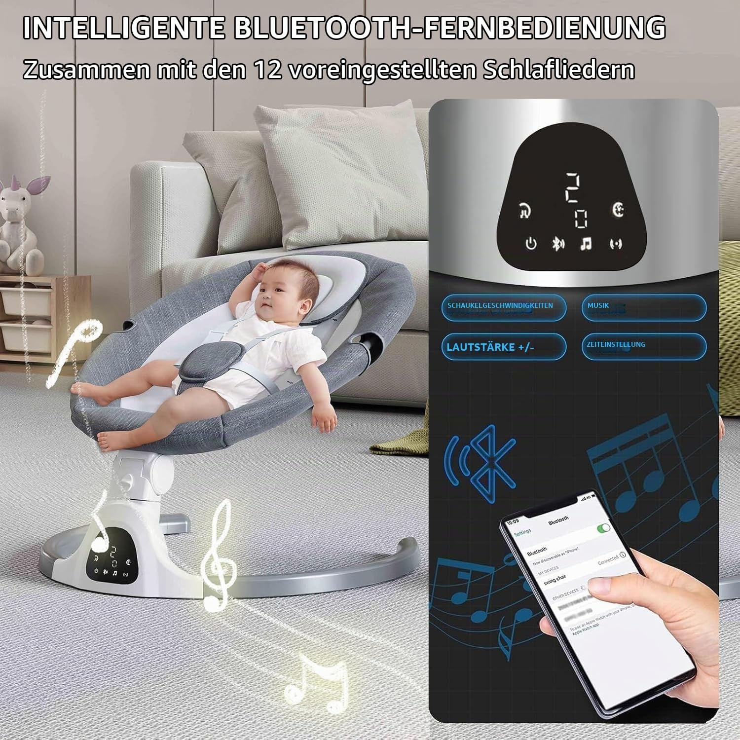 Elektrische Babyschaukel mit Bluetooth & USB - Beige - bis zu 34% Rabatt