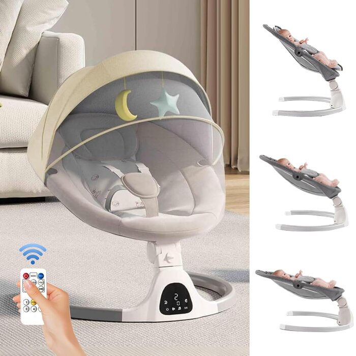 Elektrische Babyschaukel mit Bluetooth & USB - Beige - bis zu 34% Rabatt