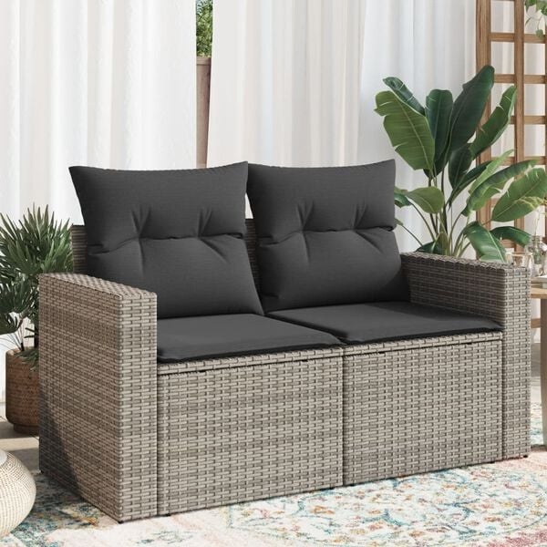 Vidaxl 2-Sitzer Gartenbank Poly-Rattan Grau - Outlet bis zu 35% reduziert