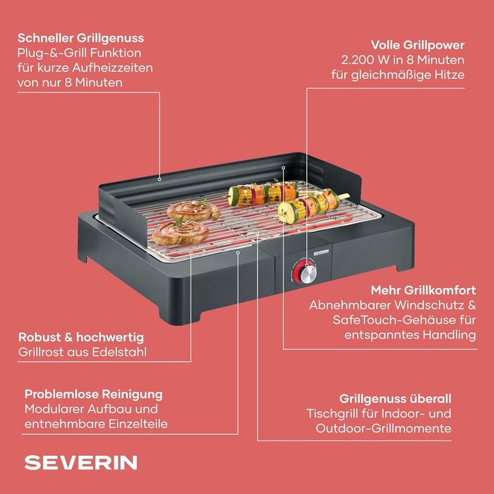 Elektrischer Tischgrill 2200W mit Edelstahlrost - bis zu 33% reduziert