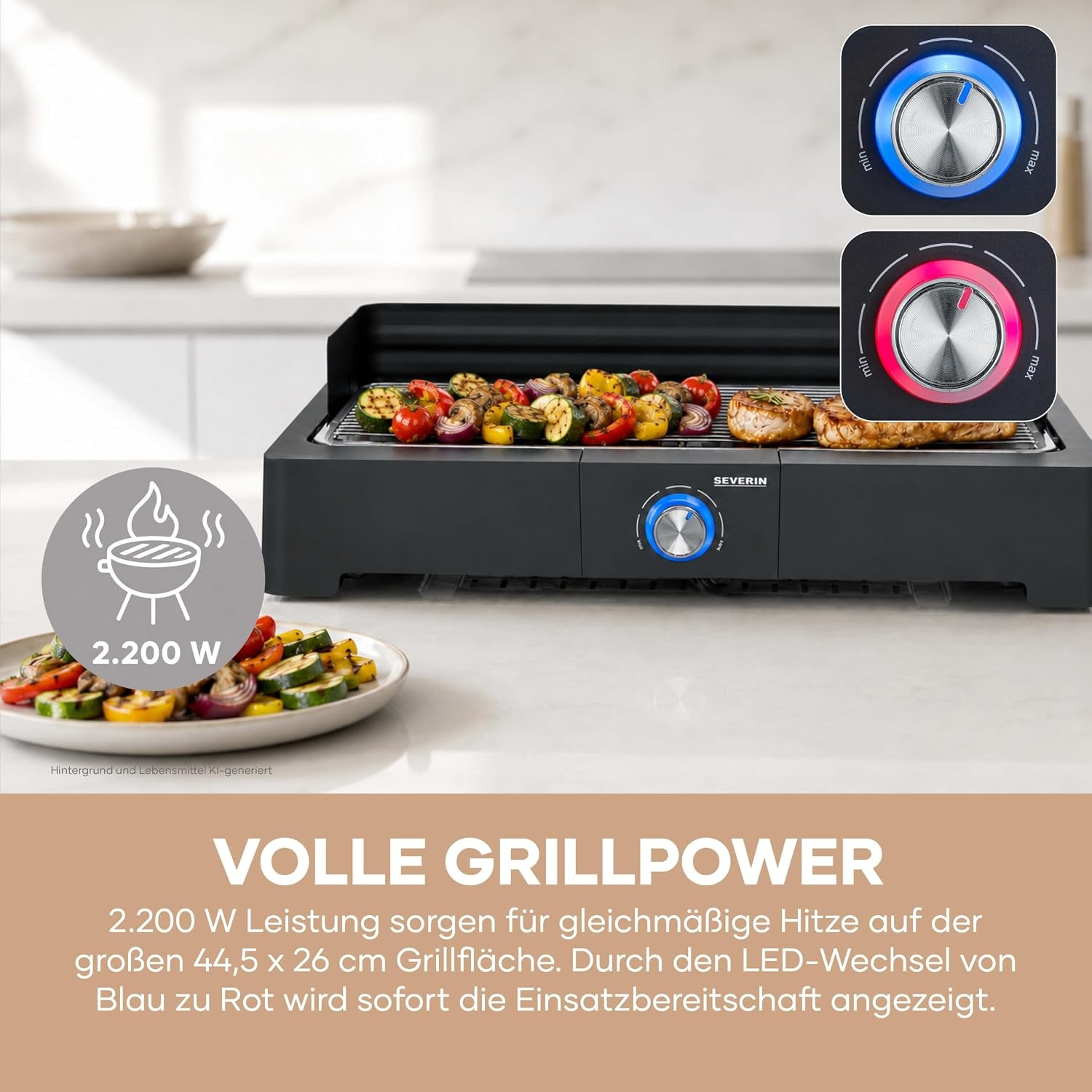 Elektrischer Tischgrill 2200W mit Edelstahlrost - bis zu 33% reduziert