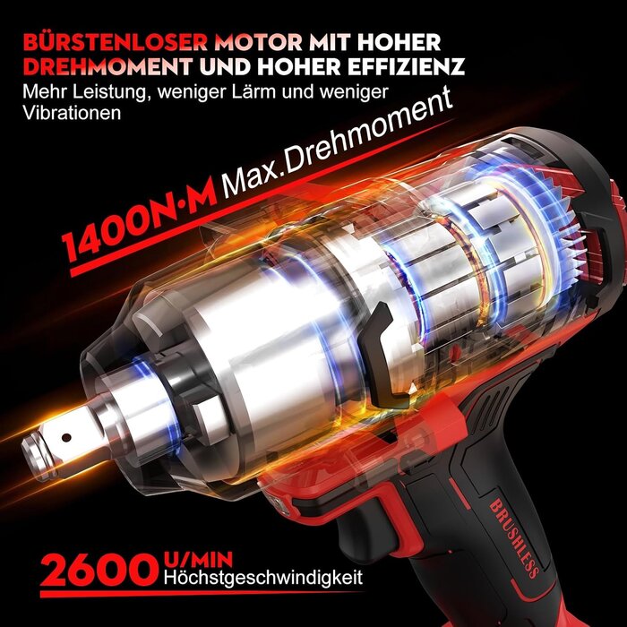 Akku-Schlagschrauber 21V 1400 Nm Bürstenlos mit Zubehör - bis zu 29% Rabatt