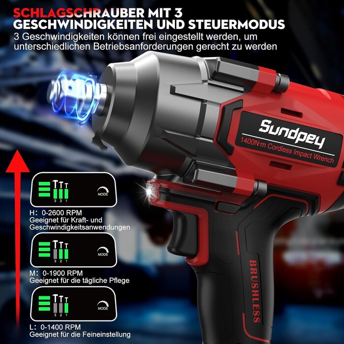 Akku-Schlagschrauber 21V 1400 Nm Bürstenlos mit Zubehör - bis zu 29% Rabatt