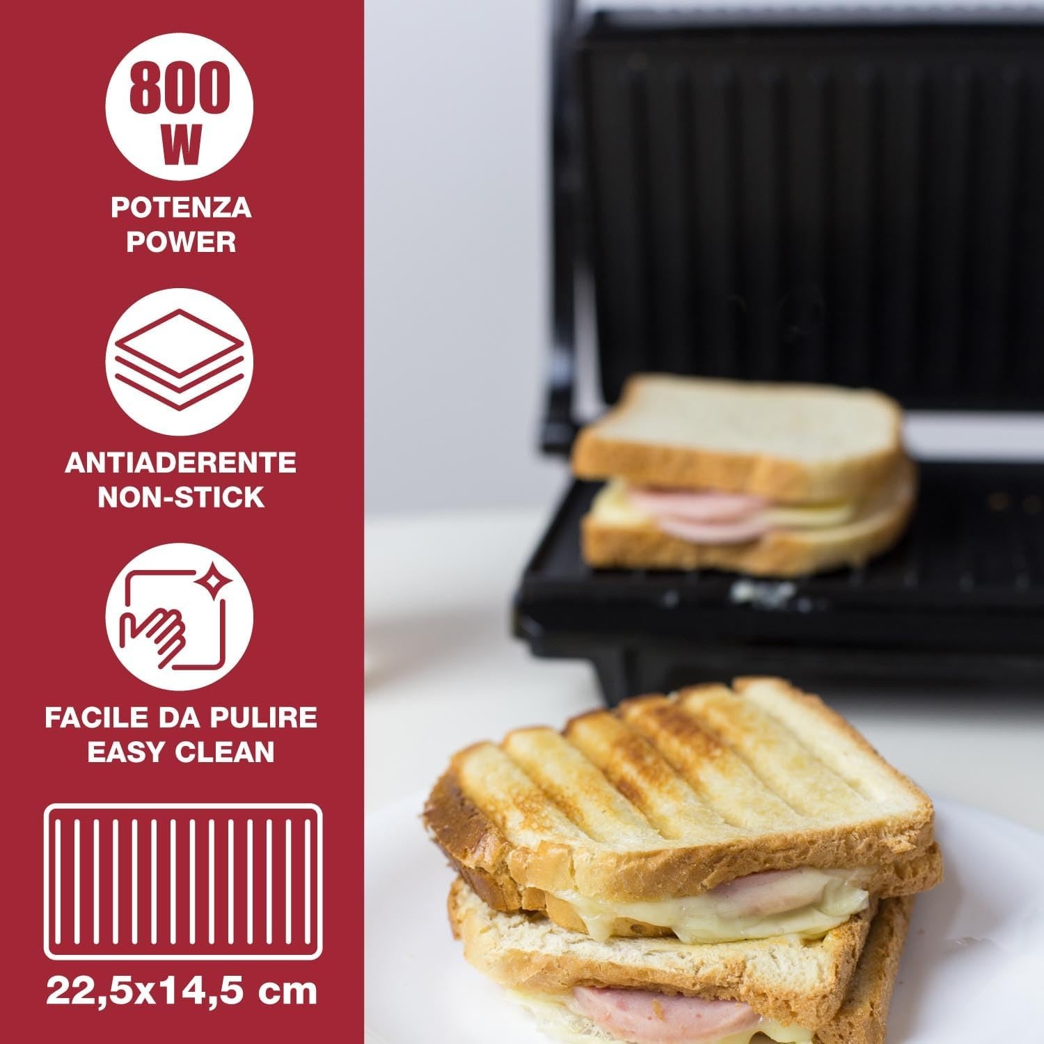 Kompakter Kontaktgrill & Sandwichmaker 800W - Sparen Sie bis zu 31%