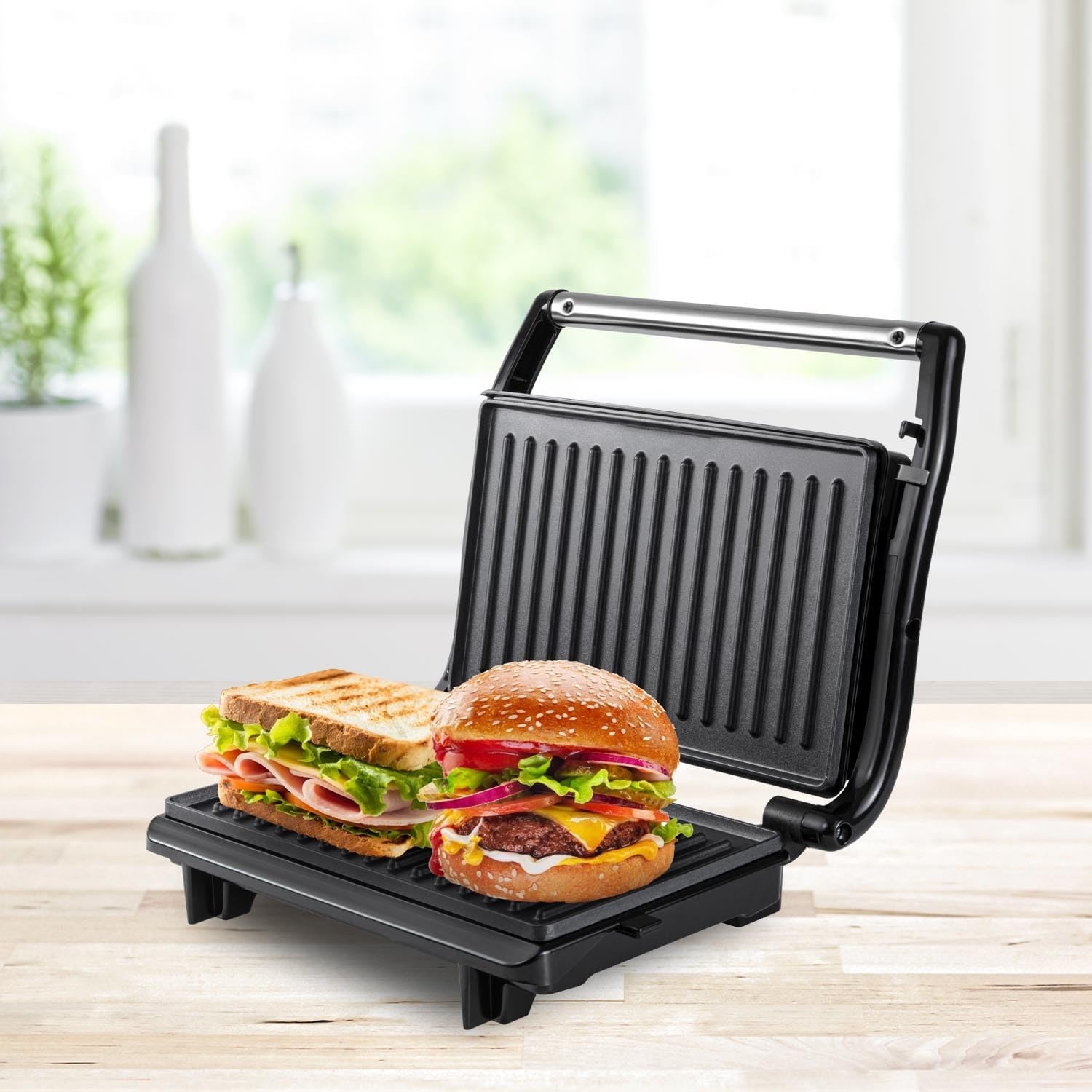 Kompakter Kontaktgrill & Sandwichmaker 800W - Sparen Sie bis zu 31%