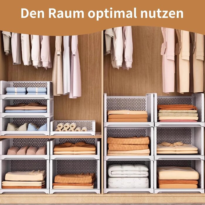 4er Set Stapelbare Aufbewahrungsboxen - Weiß, Faltbar - Sparen Sie bis zu 31%