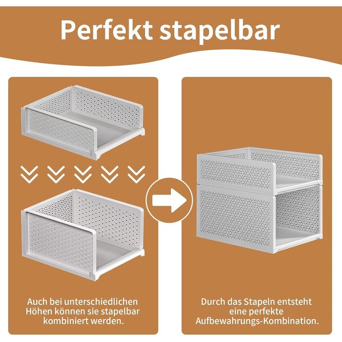 4er Set Stapelbare Aufbewahrungsboxen - Weiß, Faltbar - Sparen Sie bis zu 31%