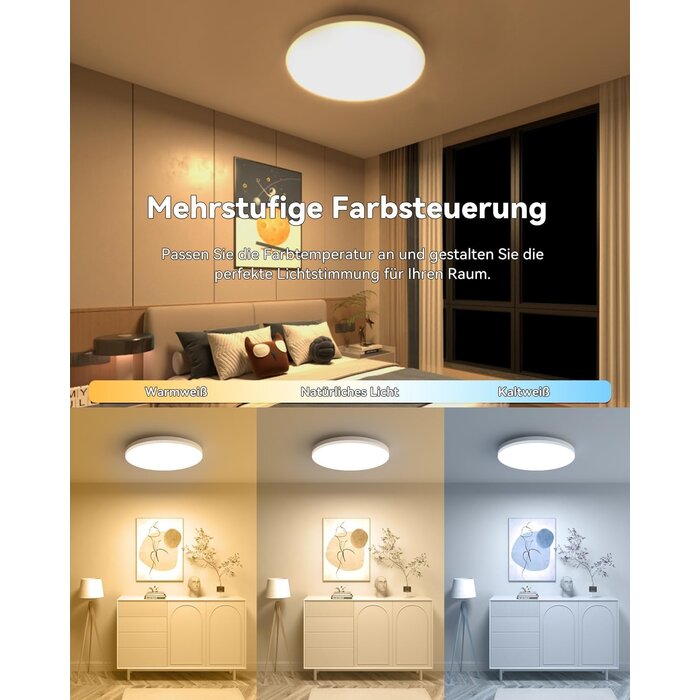 Ultraflache LED-Deckenleuchte Ø40cm RGB-Hintergrundlicht - jetzt bis zu 33% sparen