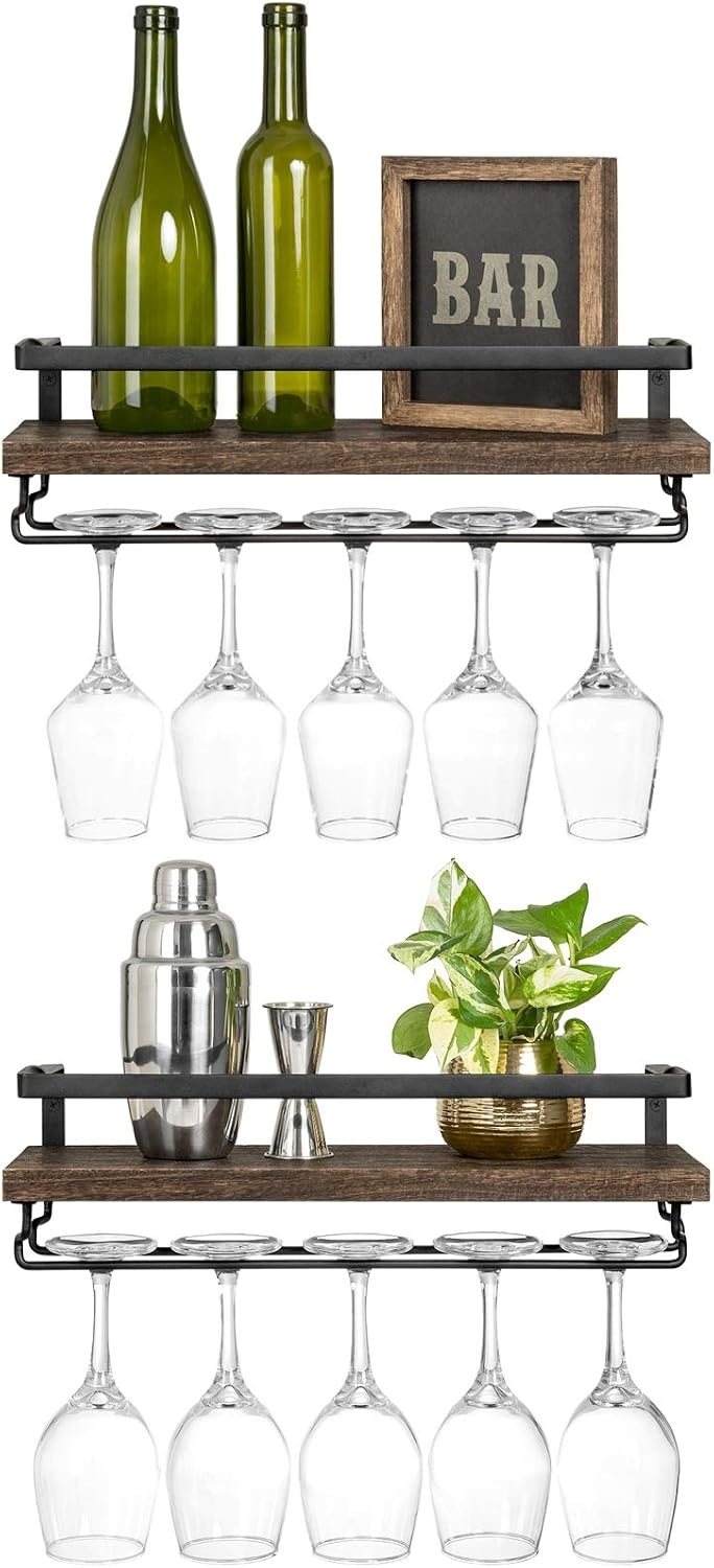 Rustikales Wand-Weinregal Set aus Paulownia-Holz - bis zu 32% günstiger