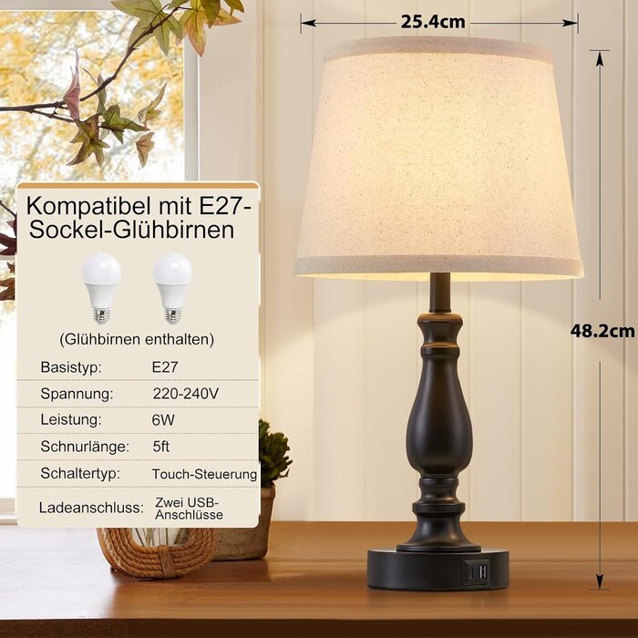 2er Set Touch-Tischleuchten mit USB-Ladestation - bis zu 34% sparen