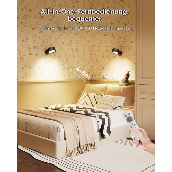 4er-Set Kabellose LED-Wandleuchten - 8000 mAh, 18 Farben - bis zu 34% Rabatt