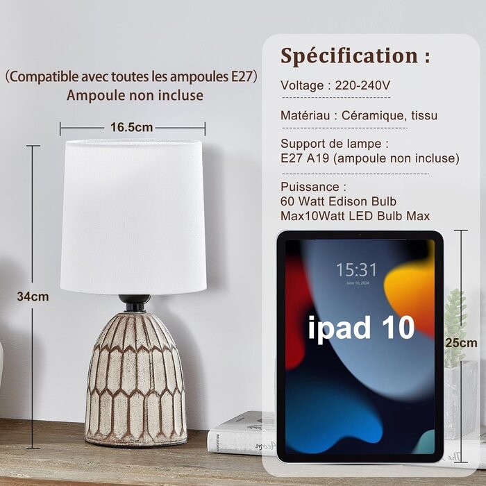 Tischlampen-Set 2er Set Boho Beige 33 cm - Jetzt bis zu 33% sparen