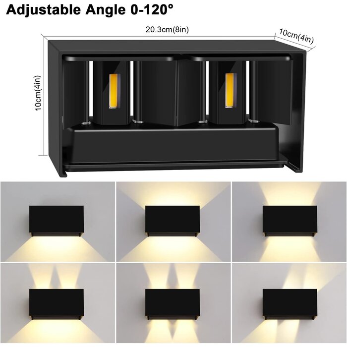 4er Set LED-Außenwandleuchten | 20W | IP65 | Verstellbar | Bis zu 35% Rabatt