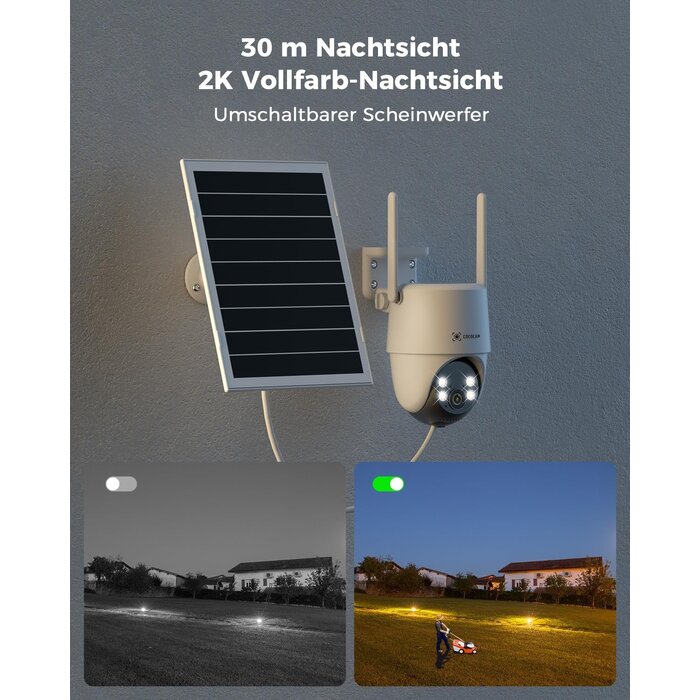 Solar-WLAN-Überwachungskamera 3MP, 2K PTZ - jetzt bis zu 34% Rabatt sichern