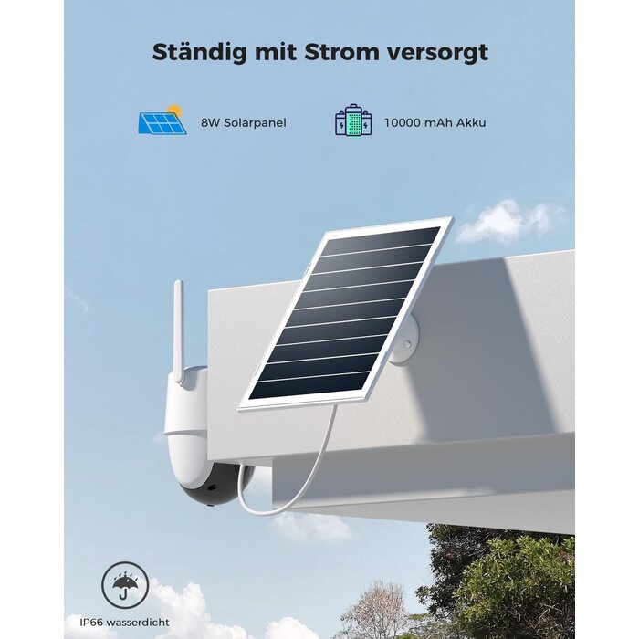 Solar-WLAN-Überwachungskamera 3MP, 2K PTZ - jetzt bis zu 34% Rabatt sichern