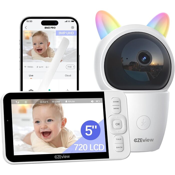 2K Babyphone mit 2 Kameras & 5-Zoll-Monitor - Bis zu 34% günstiger