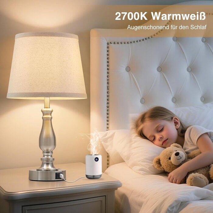 2er-Set Tischlampen mit USB & Dimmer - Gebürstetes Nickel - bis zu 34% Rabatt