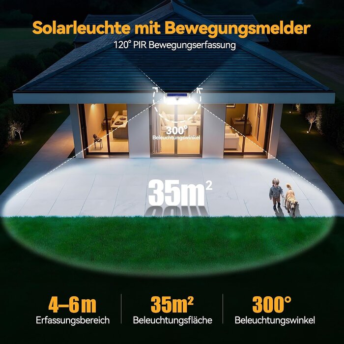 2x Solar-Wandleuchten 4200 Lumen mit Bewegungsmelder - Jetzt bis zu 33% sparen
