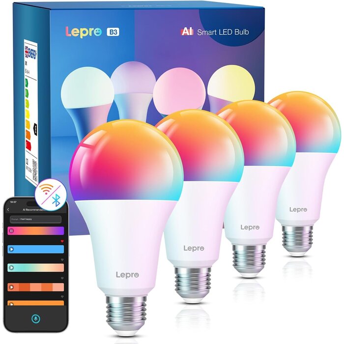 Intelligente LED-Lampen E27 12W 4er-Set - Jetzt bis zu 33% sparen