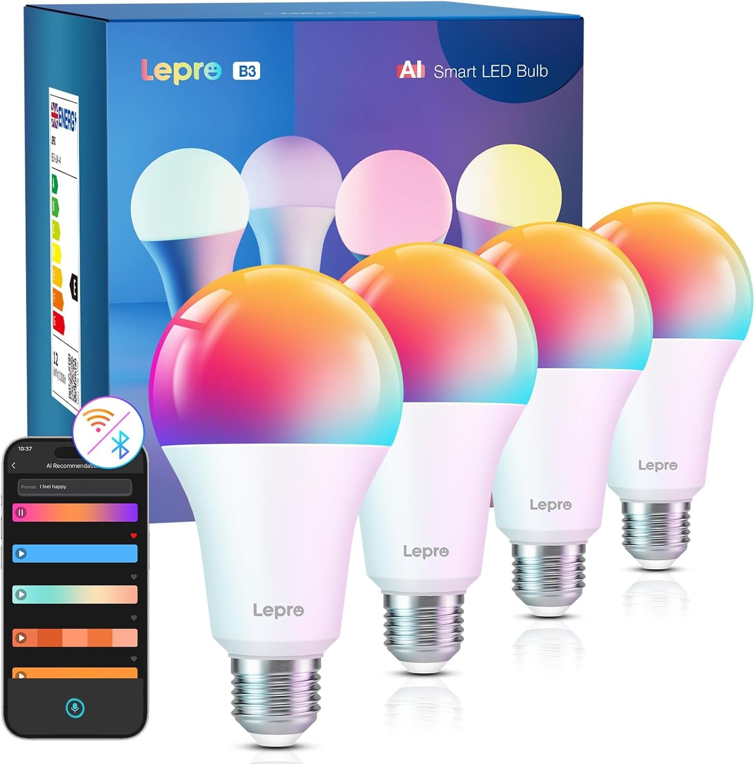 Intelligente LED-Lampen E27 12W 4er-Set - Jetzt bis zu 33% sparen