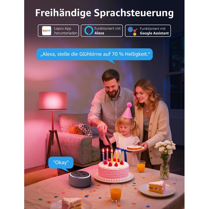 Intelligente LED-Lampen E27 12W 4er-Set - Jetzt bis zu 33% sparen
