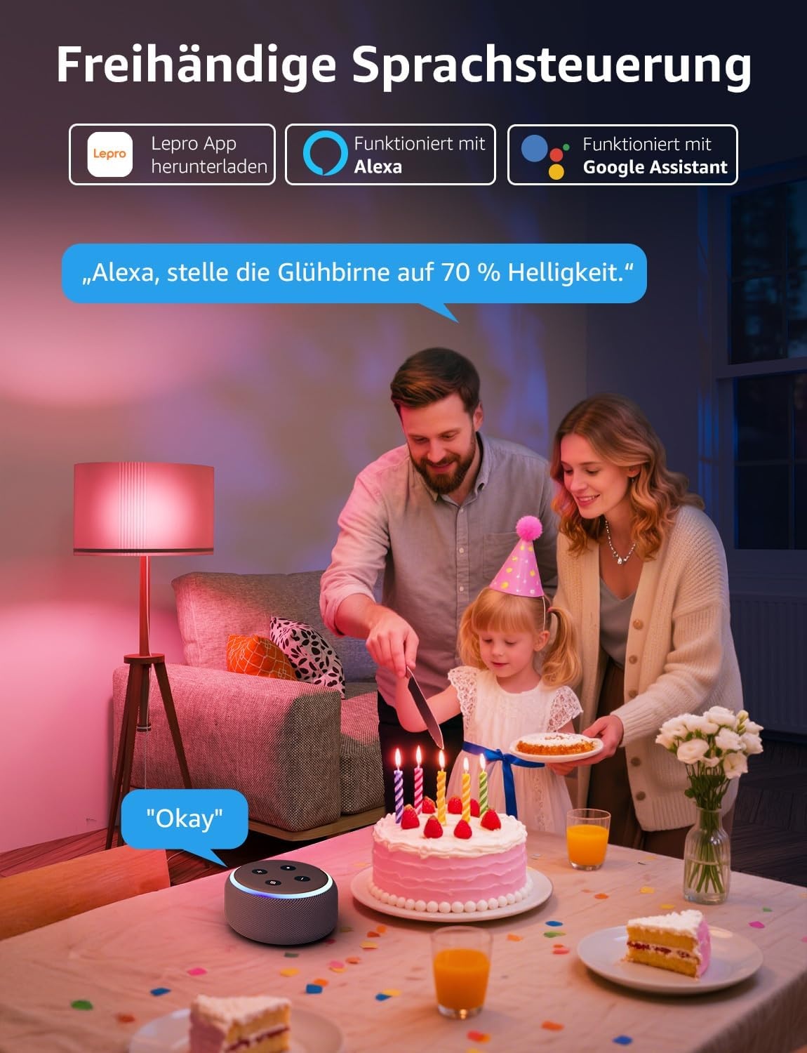 Intelligente LED-Lampen E27 12W 4er-Set - Jetzt bis zu 33% sparen