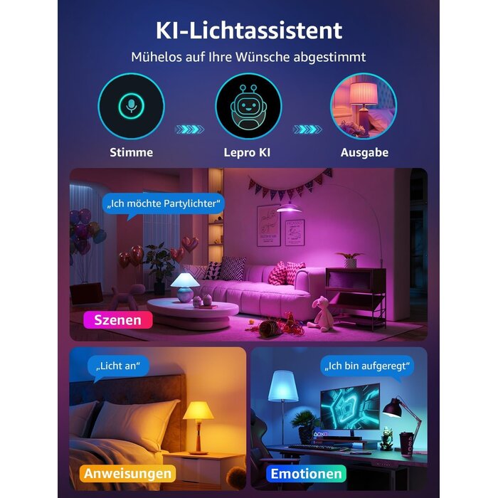 Intelligente LED-Lampen E27 12W 4er-Set - Jetzt bis zu 33% sparen