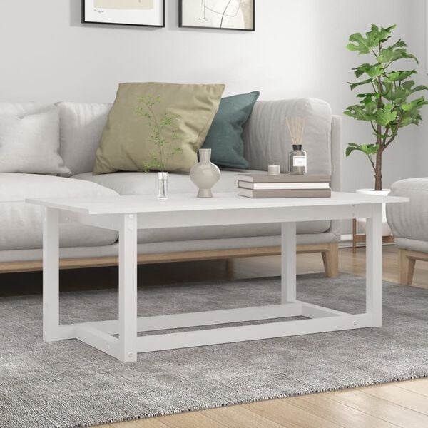 Vidaxl Couchtisch Kiefer massiv Weiß 110x55x45 cm - Jetzt bis zu 73% günstiger!