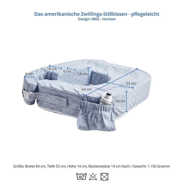 Zwillings-Stillkissen mit Rückenstütze - Blau-Weiß - Jetzt bis zu 34% sparen