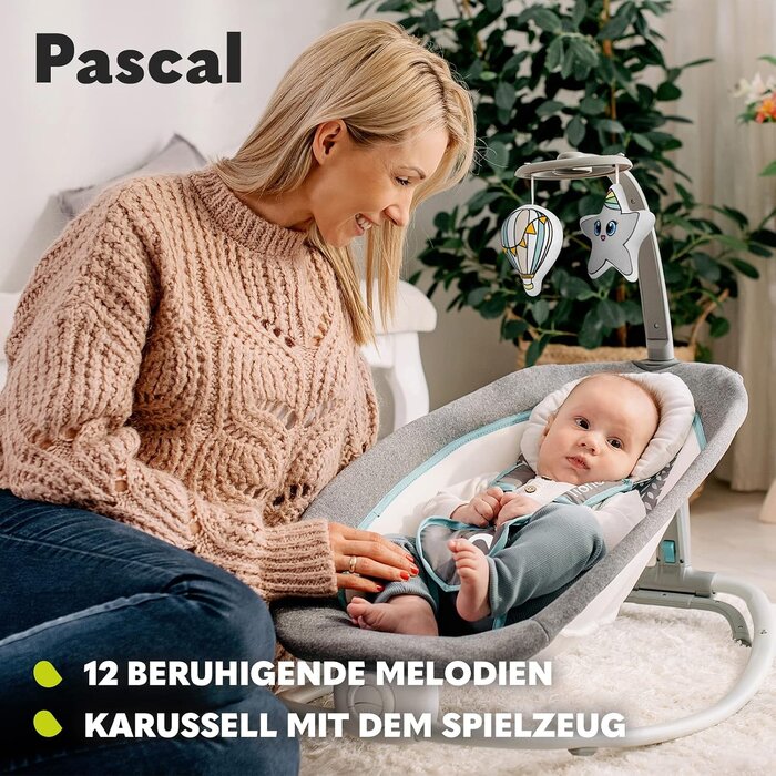 Babywippe mit Schaukelfunktion & Vibration - Grau Scandi - bis zu 34% Rabatt