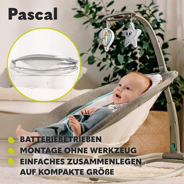 Babywippe mit Schaukelfunktion & Vibration - Grau Scandi - bis zu 34% Rabatt