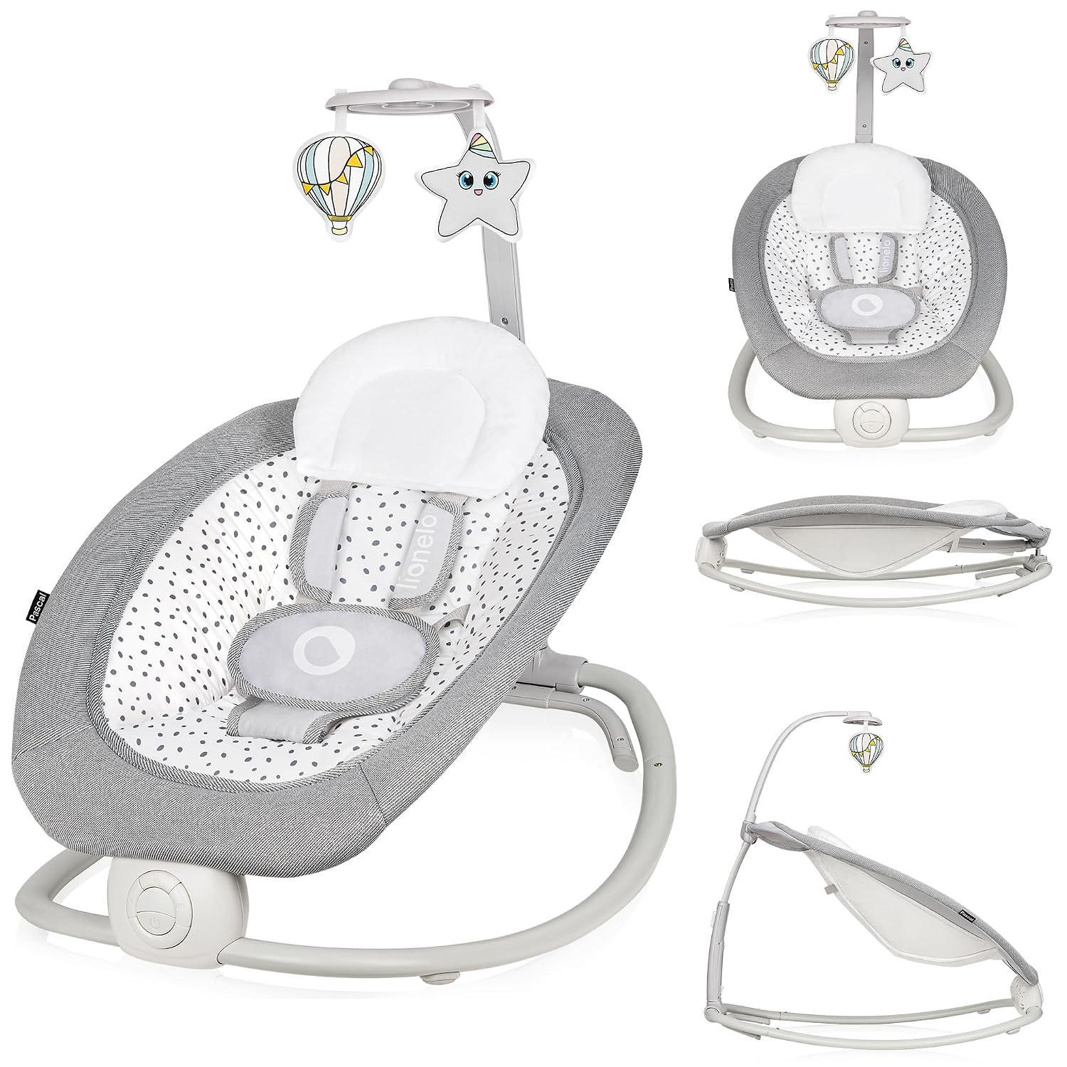 Babywippe mit Schaukelfunktion & Vibration - Grau Scandi - bis zu 34% Rabatt