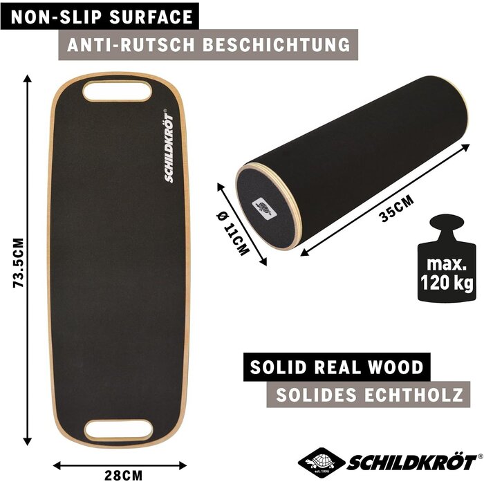 Balance Board aus Holz - Schwarz - Koordinationstraining bis zu 34% günstiger