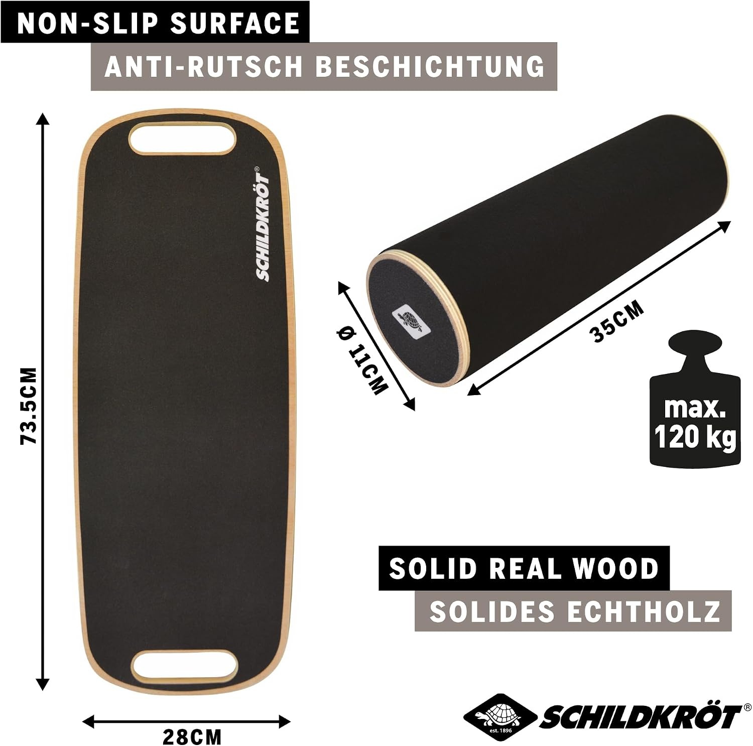 Balance Board aus Holz - Schwarz - Koordinationstraining bis zu 34% günstiger