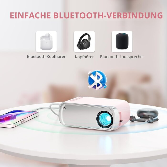 Tragbarer Mini-LED-Projektor Pink - Outdoor & Gaming - bis zu 33% reduziert