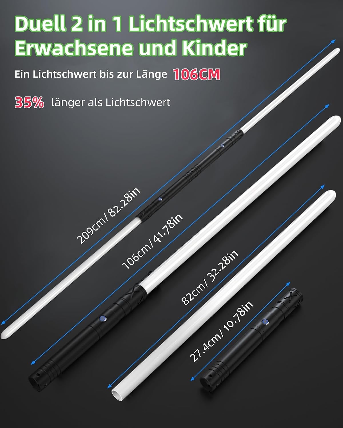 2er-Set Lichtschwerter für Duelle: RGB & Sound, bis zu 29% Rabatt
