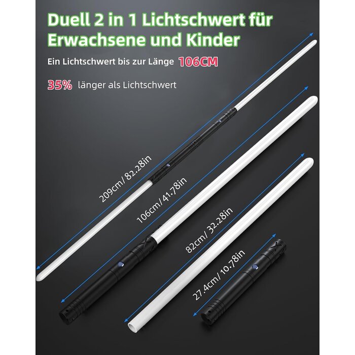 2er-Set Lichtschwerter für Duelle: RGB & Sound, bis zu 29% Rabatt