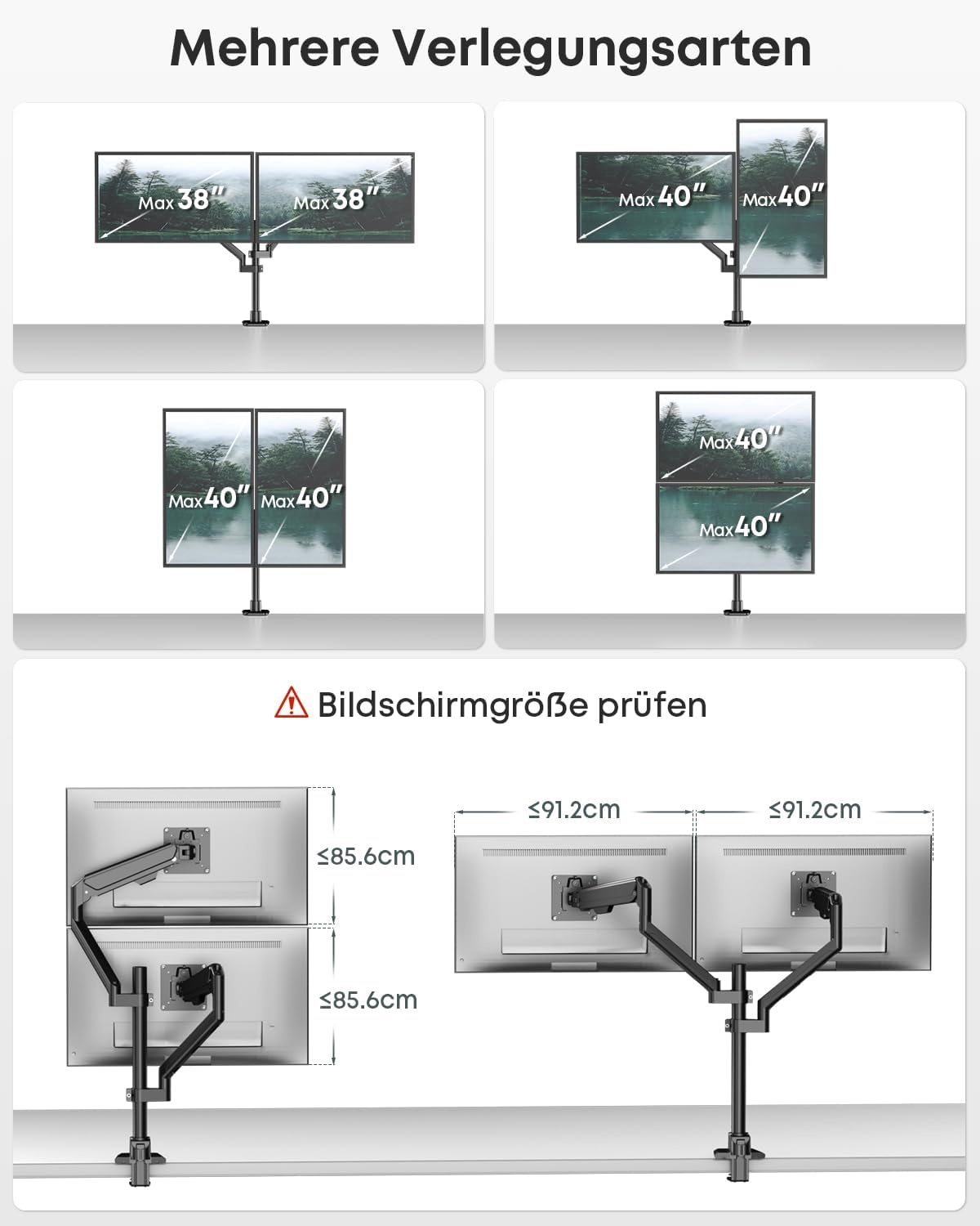 Monitorhalterung für 2 Bildschirme 17-40 Zoll, Gasdruckfeder - bis zu 34% sparen