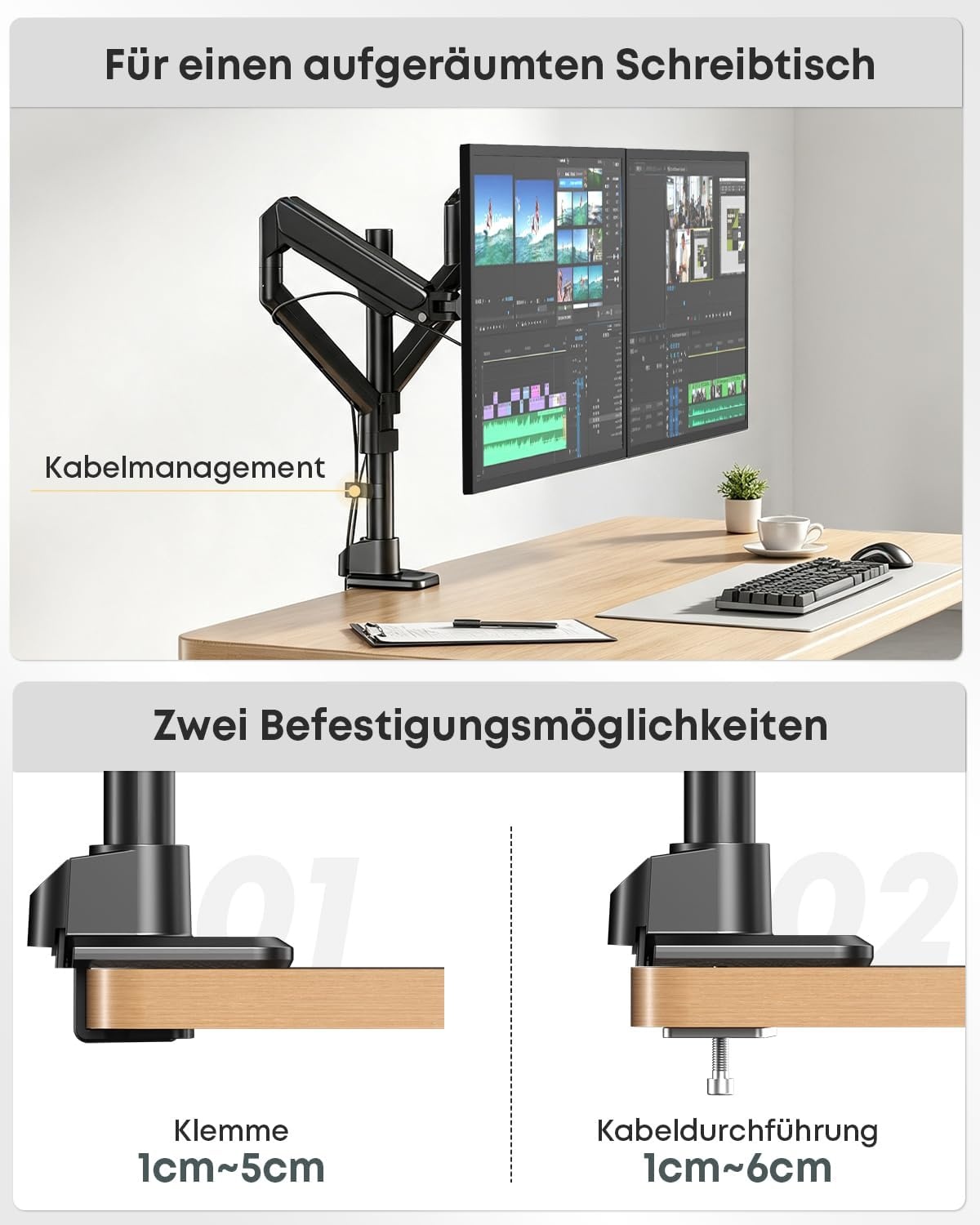 Monitorhalterung für 2 Bildschirme 17-40 Zoll, Gasdruckfeder - bis zu 34% sparen