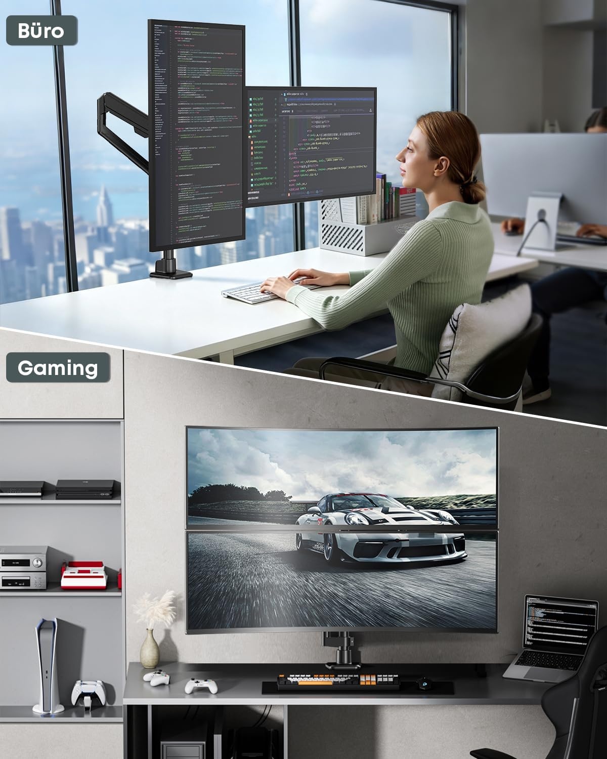 Monitorhalterung für 2 Bildschirme 17-40 Zoll, Gasdruckfeder - bis zu 34% sparen