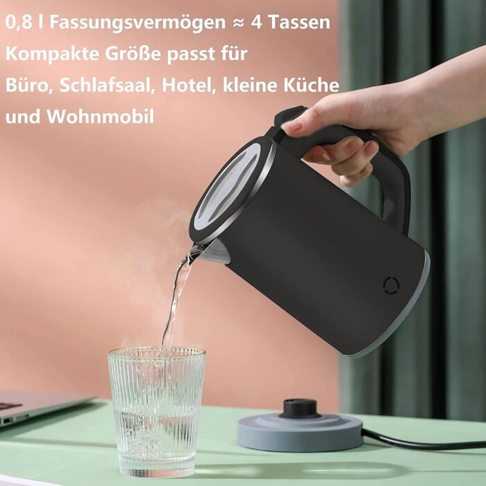 Kompakter Reise-Wasserkocher 0,8L Edelstahl - Bis zu 32% günstiger im Outlet