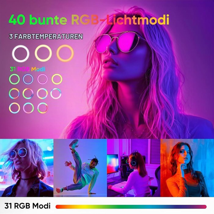 12 Zoll LED-Ringlicht mit Stativ & RGB-Modi - Jetzt bis zu 31% sparen