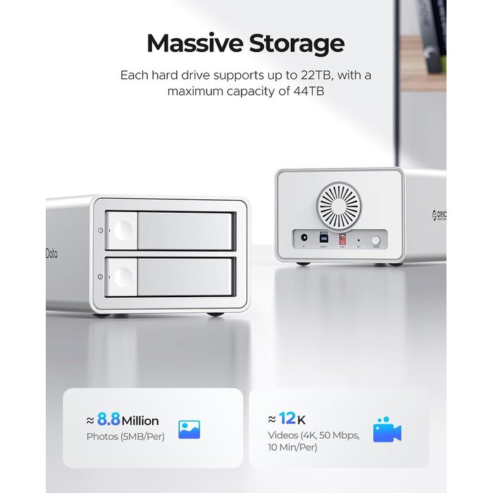 2-Bay Festplattengehäuse 44TB RAID USB 3.0 Silber - bis zu 35% Rabatt