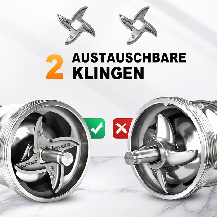 Elektrischer Fleischwolf 950W Edelstahl - Wurstfüller - Outlet bis zu 35% Rabatt