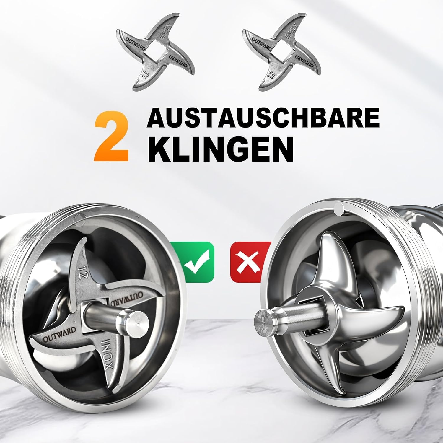 Elektrischer Fleischwolf 950W Edelstahl - Wurstfüller - Outlet bis zu 35% Rabatt